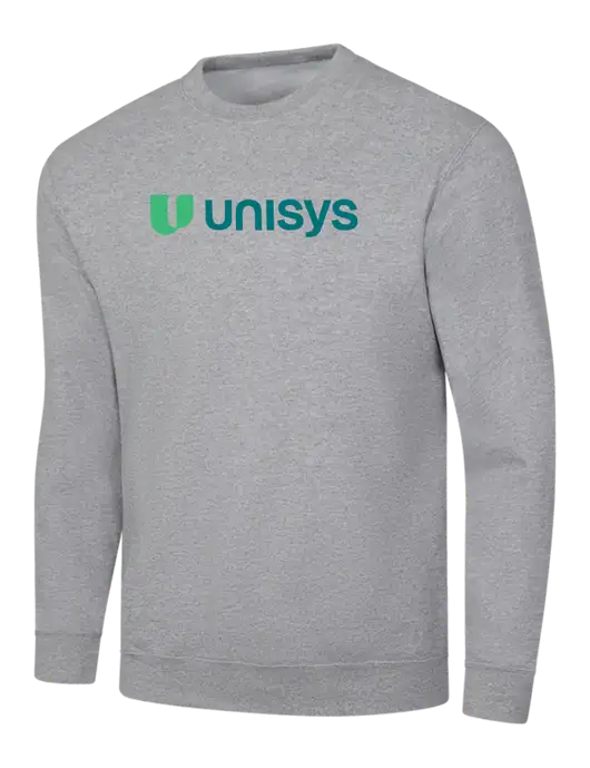Light Grey Heather 7.8 oz Ring Spun Crew Sweatshirt w/Unisys Logo