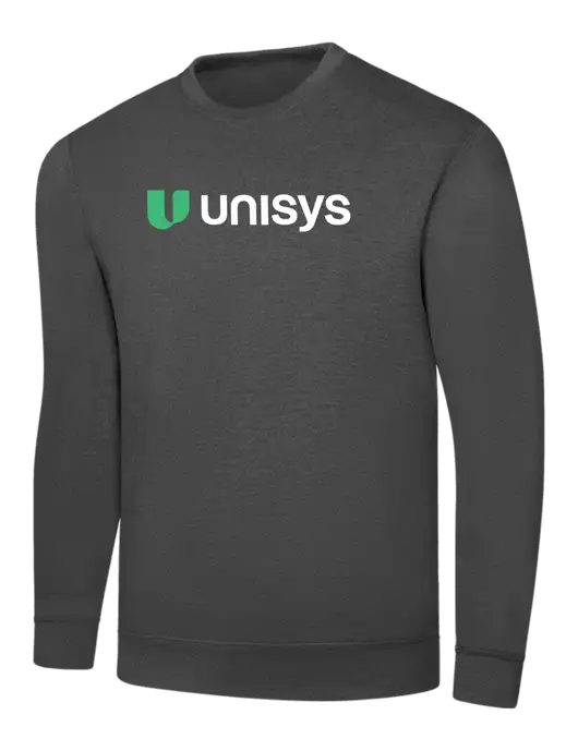 Charcoal 7.8 oz Ring Spun Crew Sweatshirt w/Unisys Logo