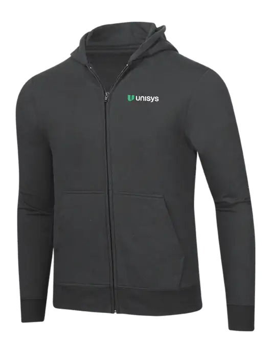 Charcoal 8.5 oz Ring Spun Zip Hooded Sweatshirt w/Unisys Logo