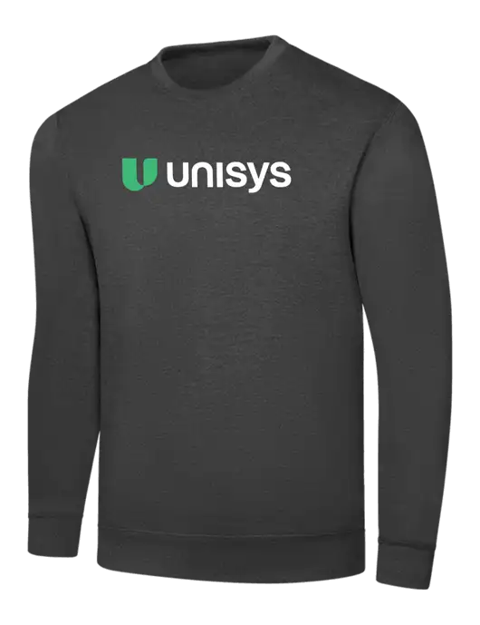Dark Heather Grey 7.8 oz Ring Spun Crew Sweatshirt w/Unisys Logo