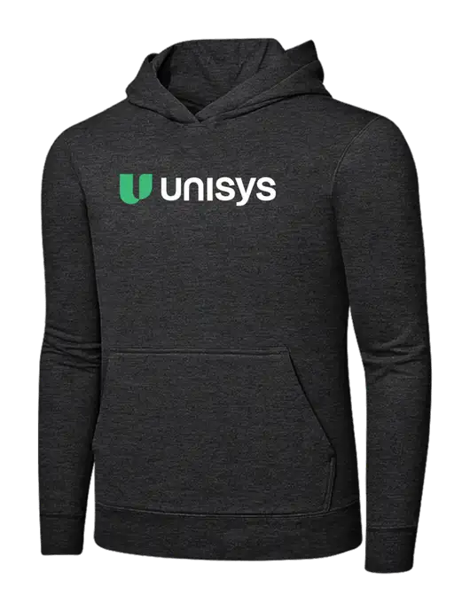 Dark Heather Grey 7.8 oz Ring Spun Hooded Sweatshirt w/Unisys Logo