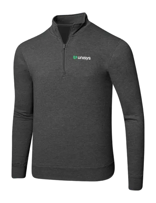 Dark Heather Grey 8.5 oz Ring Spun 1/4 Zip Pullover Sweatshirt w/Unisys Logo