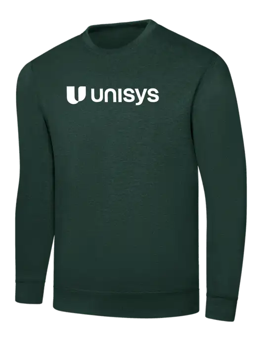 Dark Green 7.8 oz Ring Spun Crew Sweatshirt w/Unisys Logo