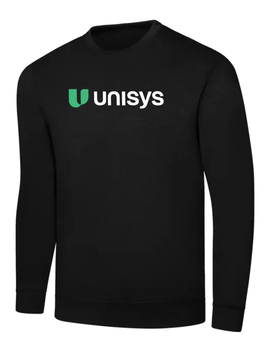 Black 7.8 oz Ring Spun Crew Sweatshirt w/Unisys Logo