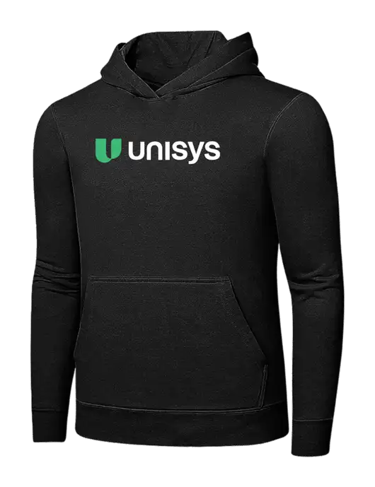Jet Black 7.8 oz Ring Spun Hooded Sweatshirt w/Unisys Logo
