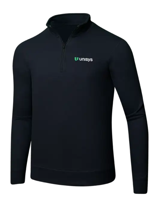 Jet Black 8.5 oz Ring Spun 1/4 Zip Pullover Sweatshirt w/Unisys Logo