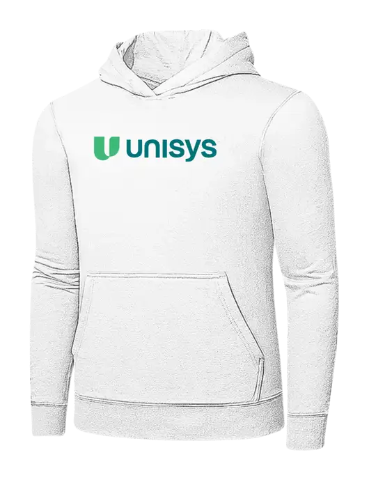 White 7.8 oz Ring Spun Hooded Sweatshirt w/Unisys Logo
