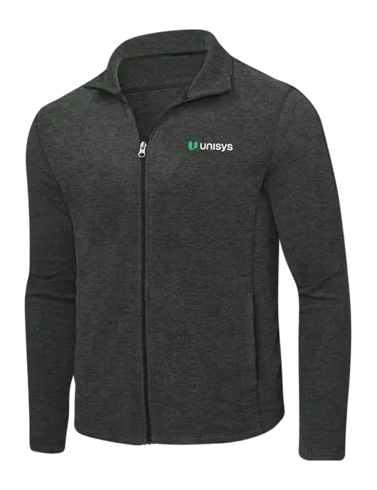 Charcoal Heather Microfleece Full-Zip Jacket w/Unisys Logo