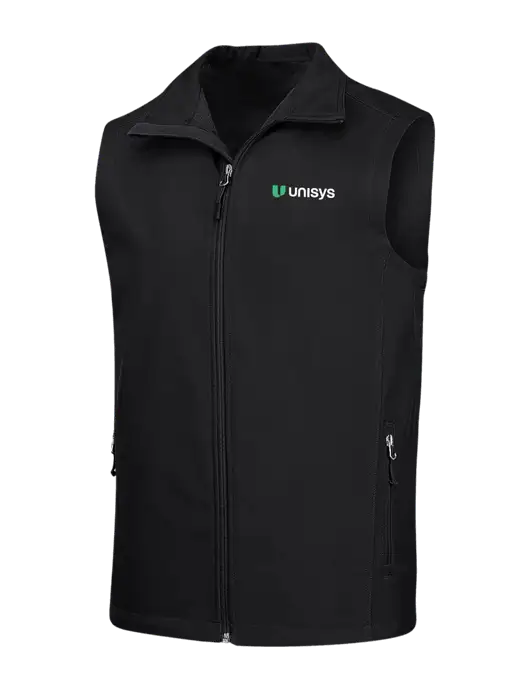Black Core Soft Shell Vest w/Unisys Logo