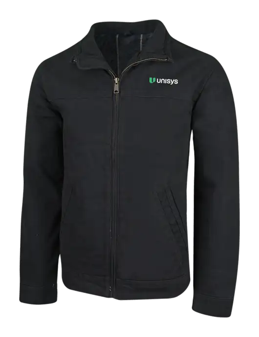Cornerstone Black Washed Duck Cloth Flannel Lined Work Jacket w/Unisys Logo