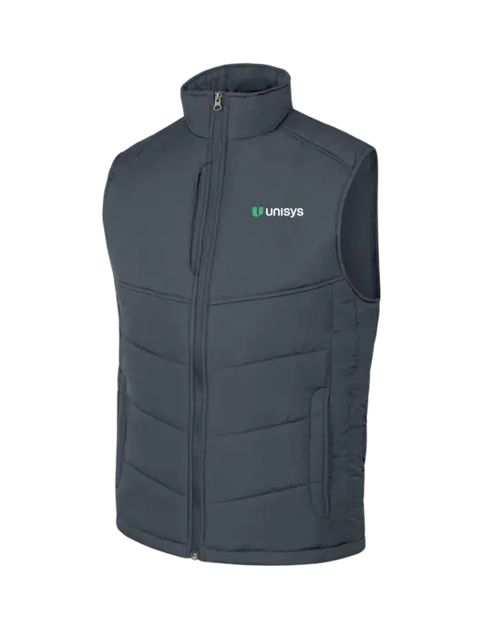Dark Slate/Black Puffy Vest w/Unisys Logo