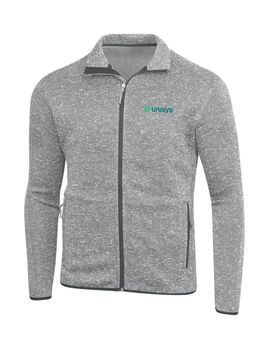 Grey Heather Sweater Fleece Jacket w/Unisys Logo