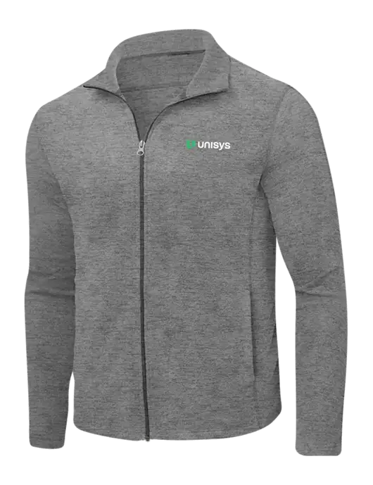 Medium Grey Heather Microfleece Full-Zip Jacket w/Unisys Logo