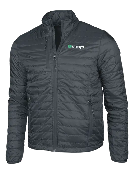 Dark Grey Puffy Packable Jacket w/Unisys Logo