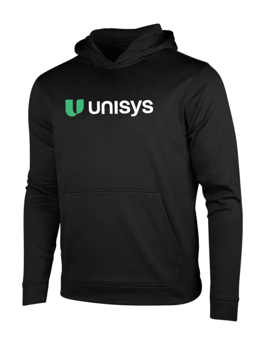 Black Fleece Sport-Wick Hooded Pullover w/Unisys Logo