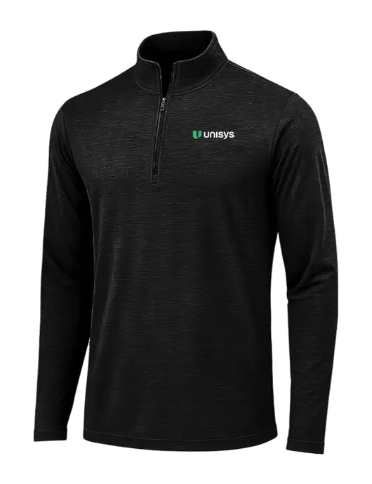 Black Triad Solid Posicharge Tri-Blend Wicking 1/4 Zip Pullover w/Unisys Logo