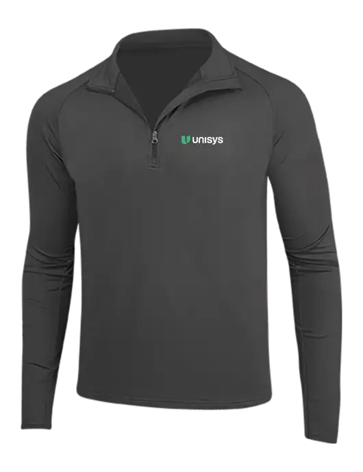 Charcoal Grey Sport Wick Stretch 1/4 Zip Pullover w/Unisys Logo