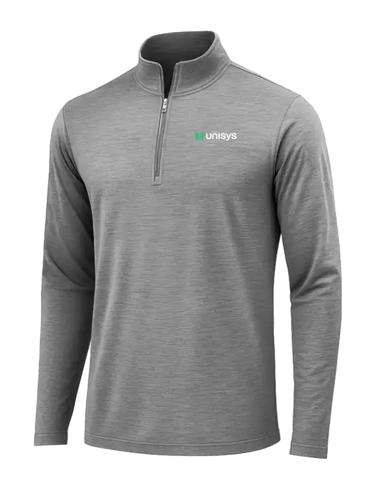 Dark Grey Heather Posicharge Tri-Blend Wicking 1/4 Zip Pullover w/Unisys Logo