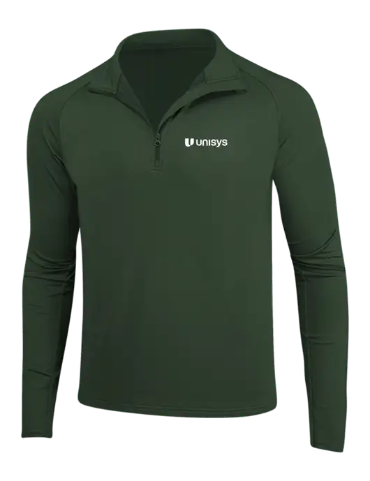 Dark Green Sport Wick Stretch 1/4 Zip Pullover w/Unisys Logo