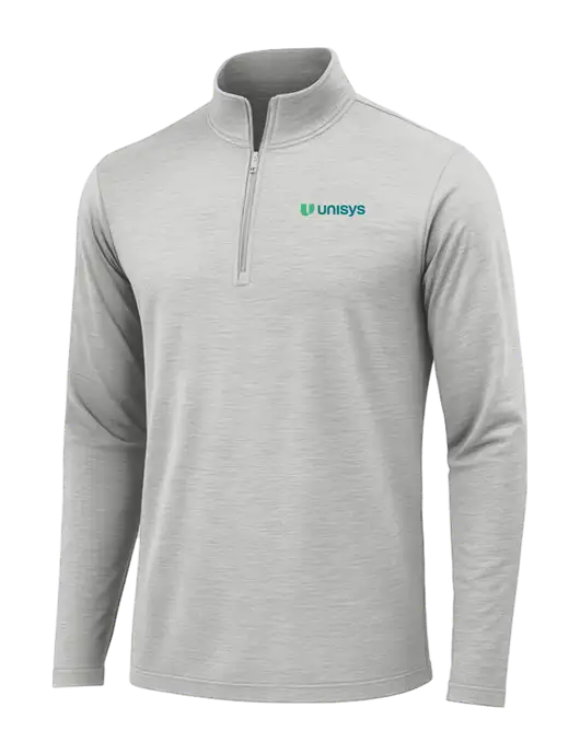 Light Grey Heather Posicharge Tri-Blend Wicking 1/4 Zip Pullover w/Unisys Logo