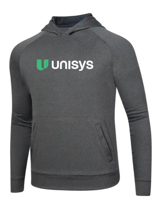 Tech Graphite Heather Fleece Hooded Sweatshirt w/Unisys Logo