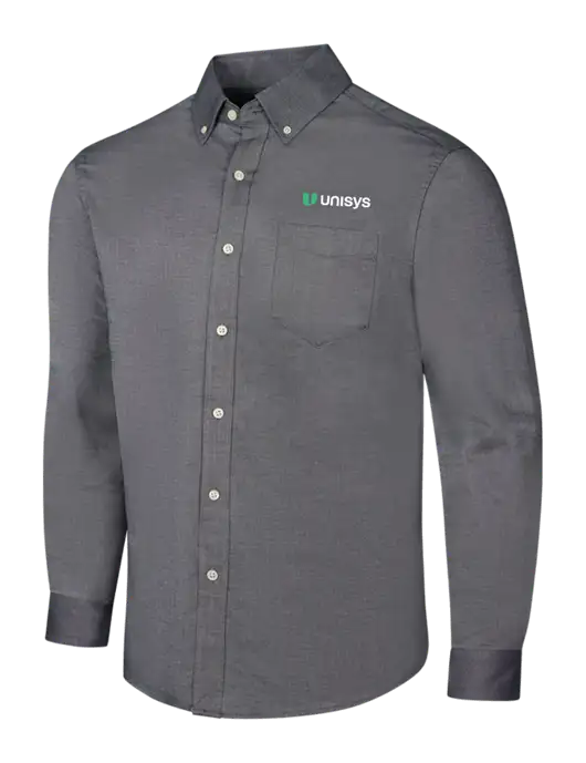 Dark Grey SuperPro Oxford Shirt w/Unisys Logo