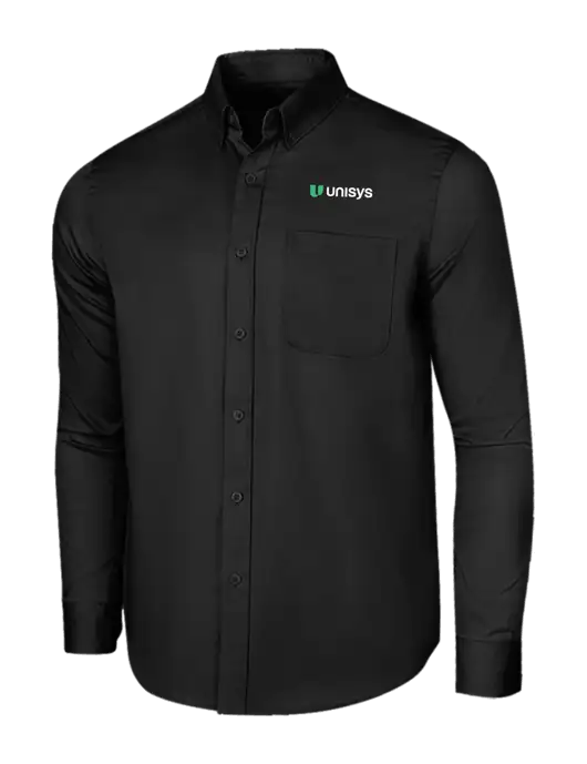 Long Sleeve Deep Black Superpro React Twill Shirt w/Unisys Logo