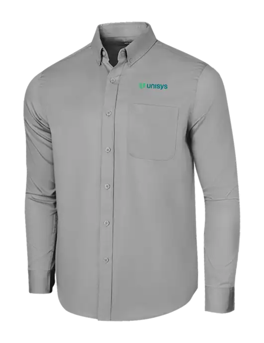 Long Sleeve Light Grey Superpro React Twill Shirt w/Unisys Logo