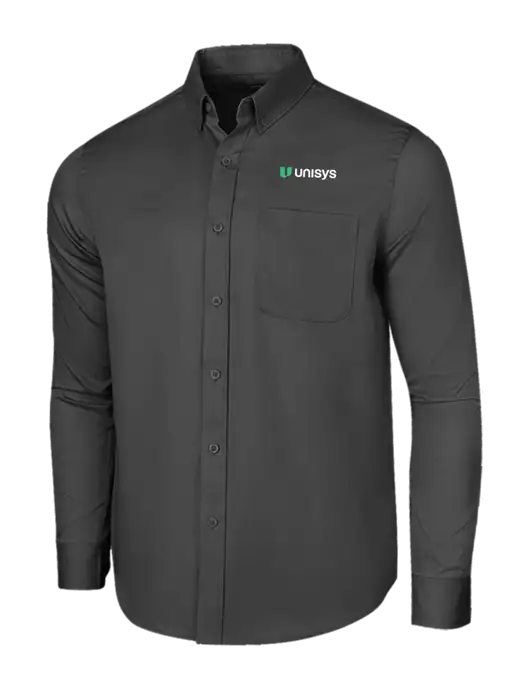 Long Sleeve Dark Grey Superpro React Twill Shirt w/Unisys Logo