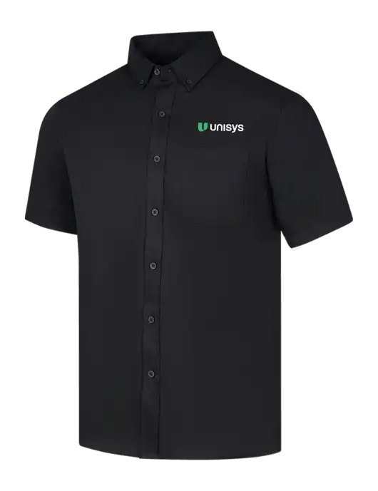 Short Sleeve Deep Black Superpro React Twill Shirt w/Unisys Logo
