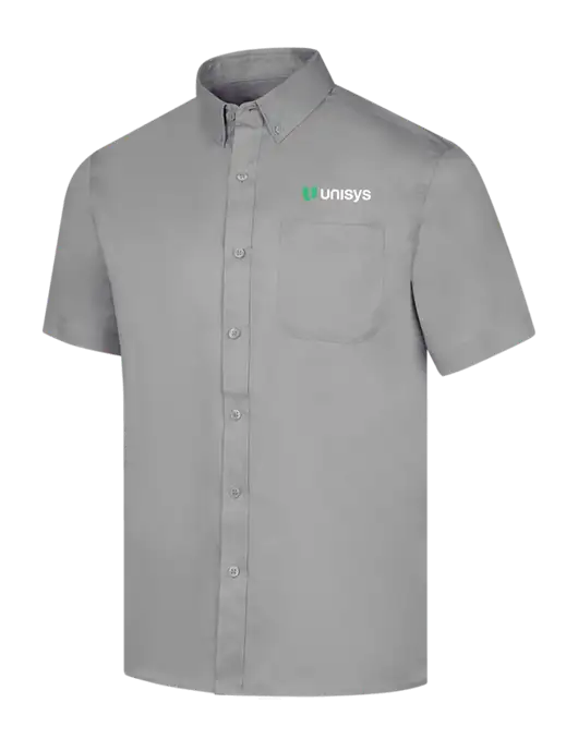 Short Sleeve Light Grey Superpro React Twill Shirt w/Unisys Logo
