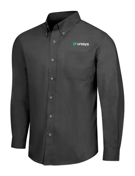 Soft Black Crosshatch Easy Care Shirt w/Unisys Logo