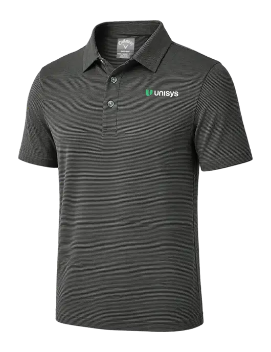 Callaway Black Fine Line Stripe Polo w/Unisys Logo