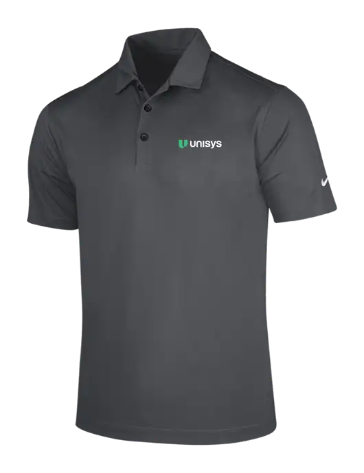 NIKE Dark Grey Dri-Fit Vertical Mesh Polo w/Unisys Logo