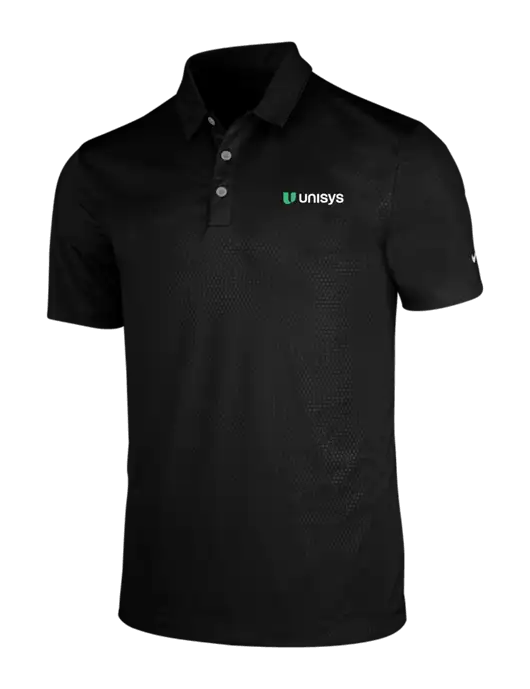 NIKE Black Dri-Fit Embossed Tri-Blade Polo w/Unisys Logo