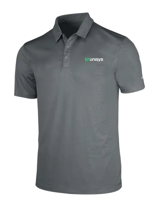 NIKE Medium Grey Dri-Fit Embossed Tri-Blade Polo w/Unisys Logo