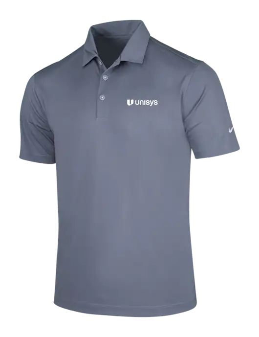 NIKE Medium Grey Dri-Fit Vertical Mesh Polo w/Unisys Logo