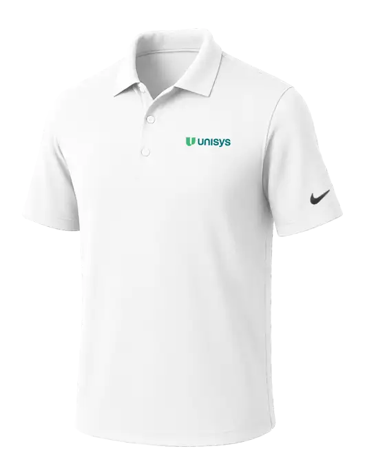 NIKE White Dri-Fit Micro Pique Polo w/Unisys Logo