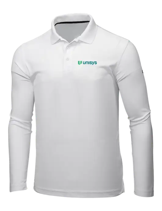 OGIO Bright White Caliber 2.0 Long Sleeve Polo w/Unisys Logo