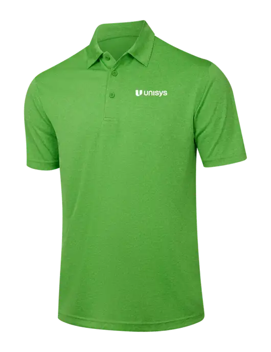 Kelly Green Heather Contender Polo w/Unisys Logo