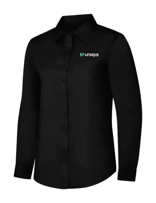 Womens Black Long Sleeve Superpro React Twill Shirt w/Unisys Logo