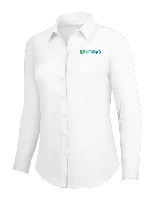 White Womens SuperPro Oxford Shirt w/Unisys Logo