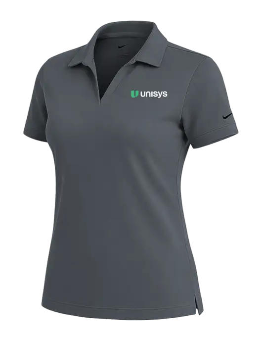 NIKE Dark Grey Womens Dri-Fit Micro Pique Polo w/Unisys Logo