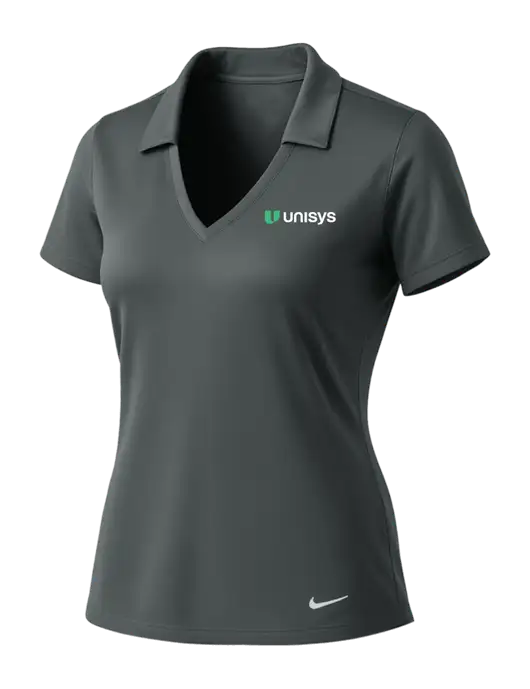 NIKE Dark Grey Womens Dri-Fit Vertical Mesh Polo w/Unisys Logo