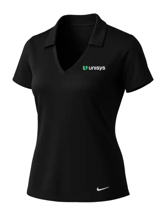 NIKE Black Womens Dri-Fit Vertical Mesh Polo w/Unisys Logo