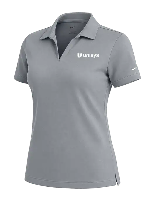 NIKE Medium Grey Womens Dri-Fit Micro Pique Polo w/Unisys Logo