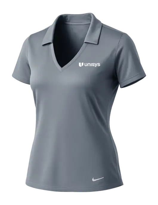 NIKE Medium Grey Womens Dri-Fit Vertical Mesh Polo w/Unisys Logo
