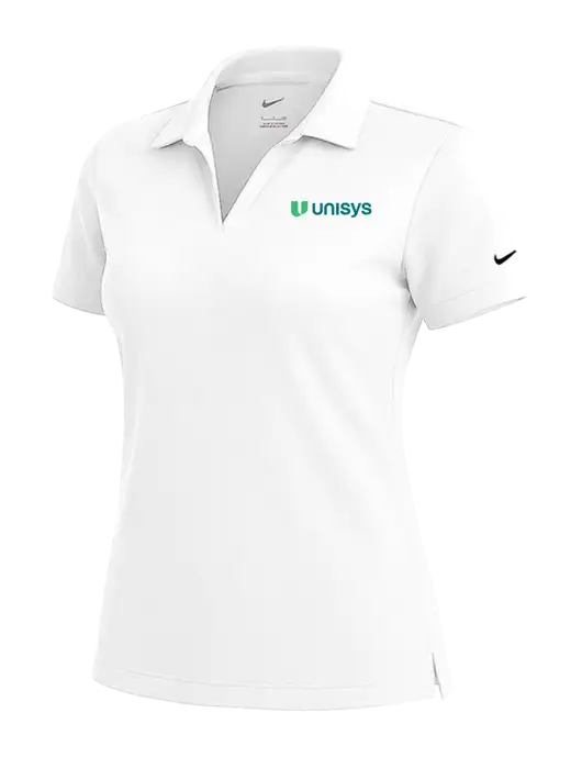 NIKE White Womens Dri-Fit Micro Pique Polo w/Unisys Logo