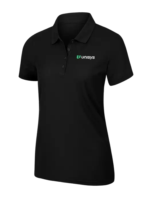 Womens Black Core Classic Pique Polo w/Unisys Logo