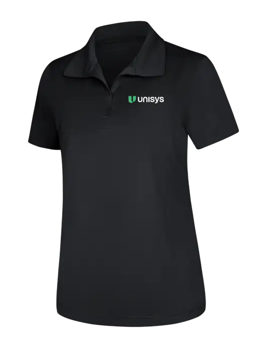 Womens Black Micropique Sport-Wick Polo w/Unisys Logo